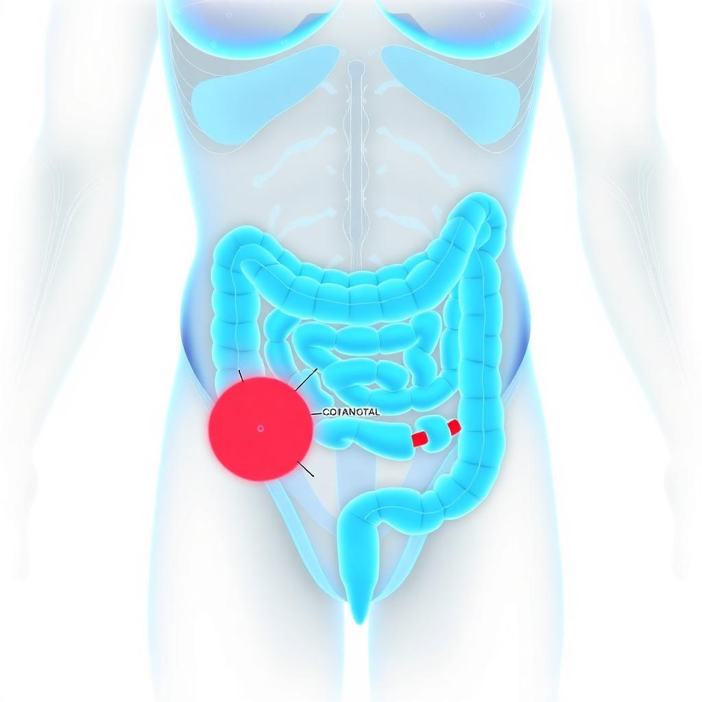 Colonoscopy equipment and digestive tract anatomical illustration