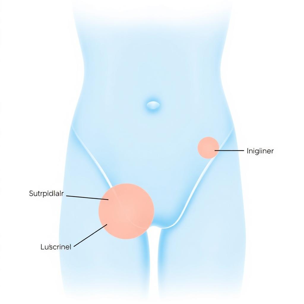 Hernia surgical instrument tray with anatomical diagram