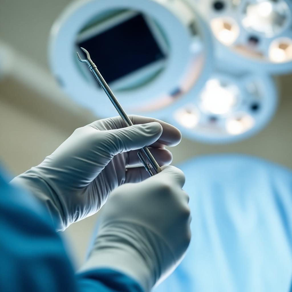 Surgeon reviewing gallbladder scan before laparoscopic cholecystectomy