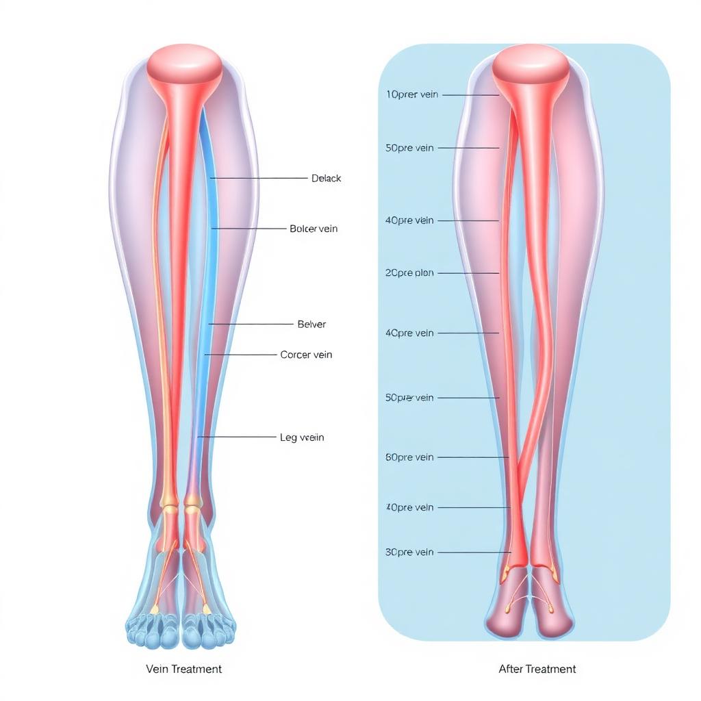 Vein mapping ultrasound screen with varicose vein illustration